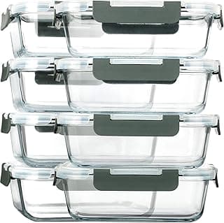 M MCIRCO [8-Pack,30 oz] Glass Meal Prep Containers,Glass Food Storage Containers,Airtight lunch Containers with Lids, Microwave, Oven, Free...