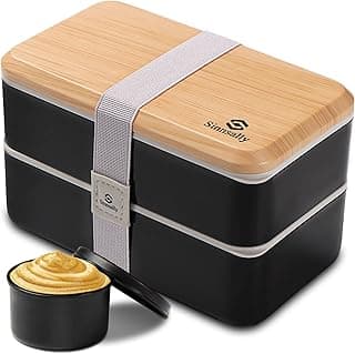 Sinnsally Bento Box Adult Lunch Box with Compartments for Women & Men,(47oz)Stackable Japanese Bento Lunchbox,Rectangle Lunchable Food Cont...