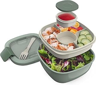 Bentgo Salad Container - 54 oz Bowl with 4-Compartment Toppings Tray, Leak-Proof Dressing Container, Reusable Fork, BPA-Free Lunch Box for...