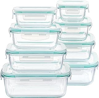 Vtopmart 8 Pack Glass Food Storage Containers with Airtight Lids, Glass Meal Prep Containers, Lunch Office Meal for Microwave, Oven, Freeze...